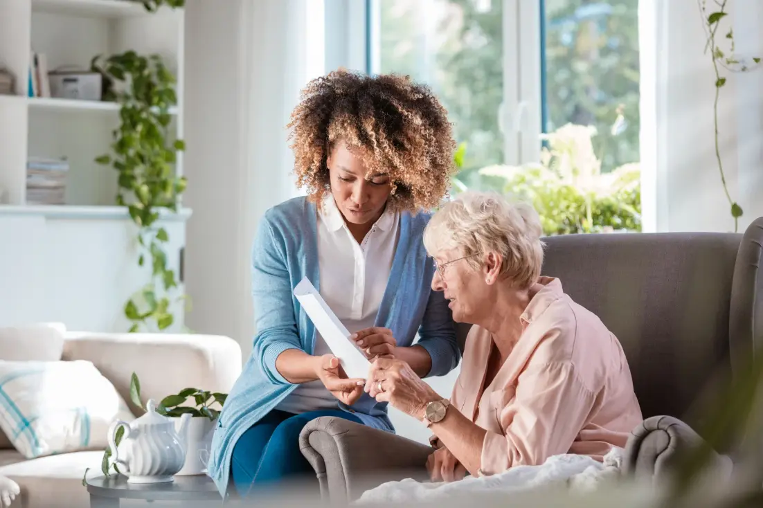 Family members discussing Medicaid planning